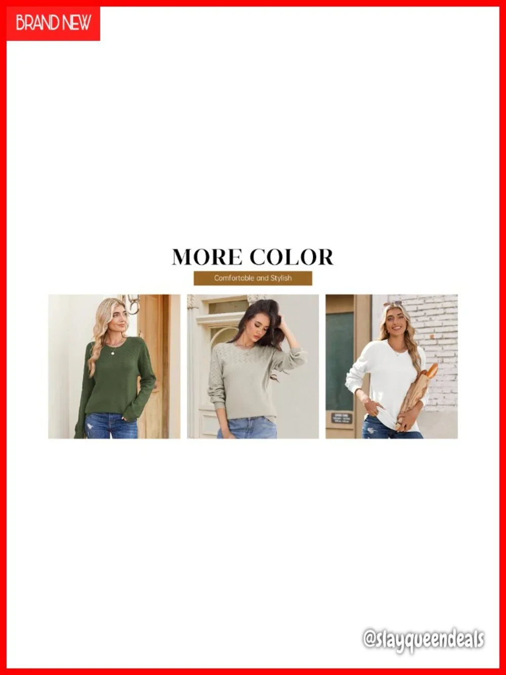 Women's Striped Knit Pullover Sweater Crewneck Long Sleeve Casual Loose
